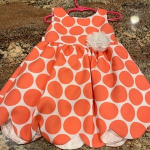 Zenzi Formal Orange Polka Dot Toddler Dress 3T